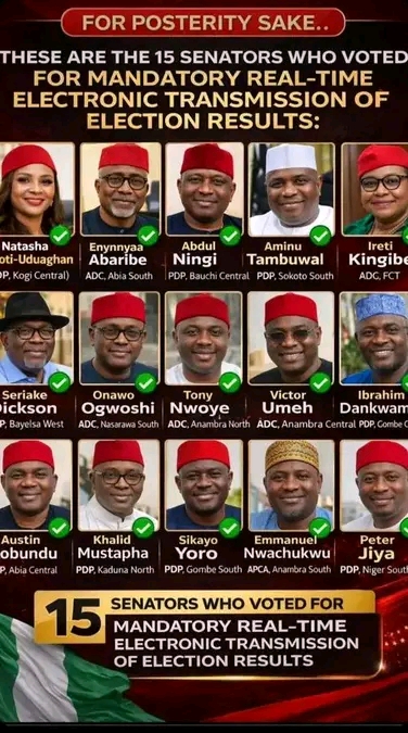 15 Senators Of Goodwill In Support Of Mandatory Real-Time Transmission Of Results