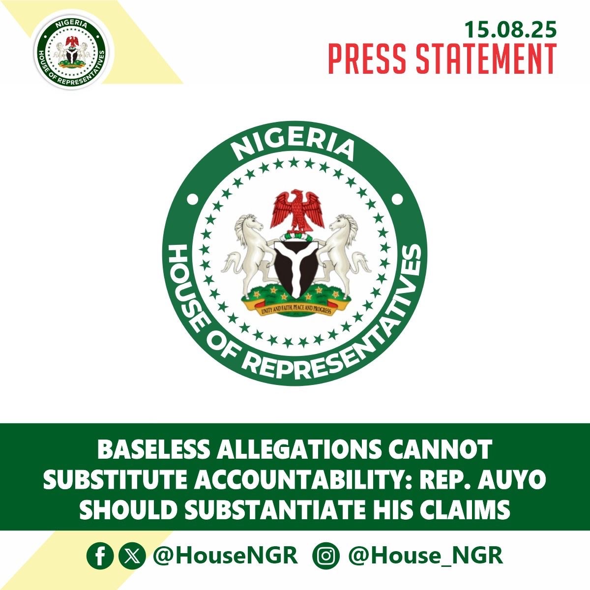Money For Bills Allegation: Reps Ask Hon Auyo To Substantiate Claims