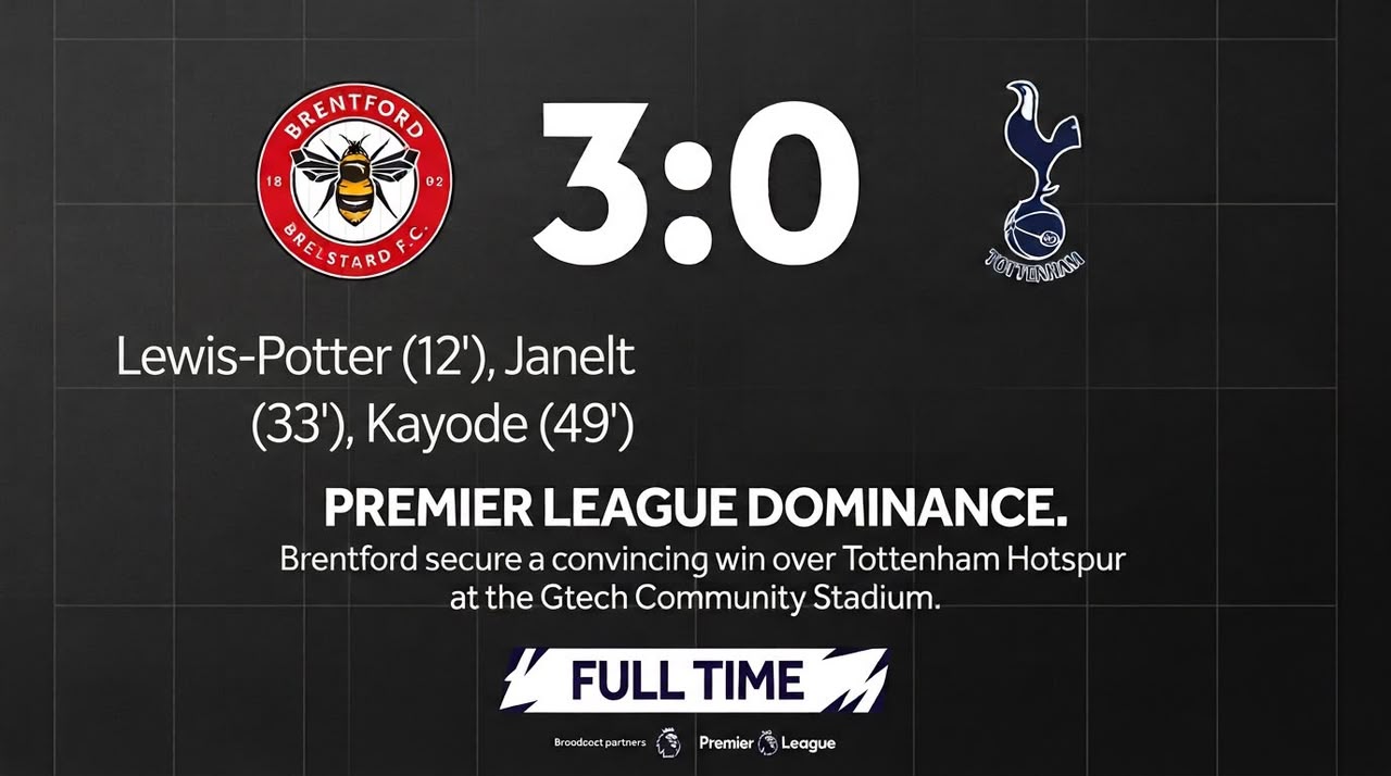 Brentford 3-0 Tottenham; Newcastle 2-2 Liverpool