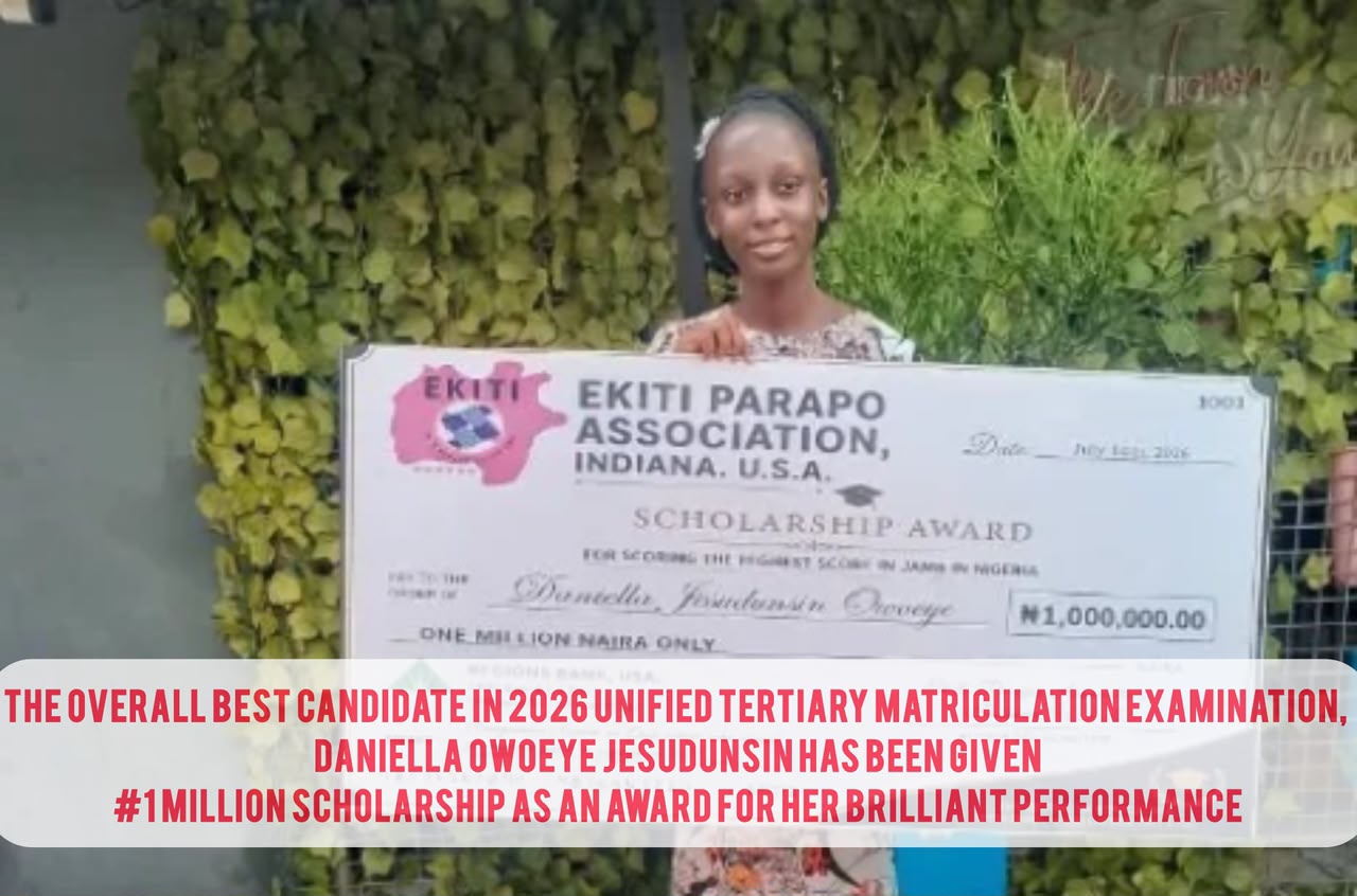 Best UTME Candidate at 372 Scores, Owoeye Daniella, Gets N1m Scholarship
