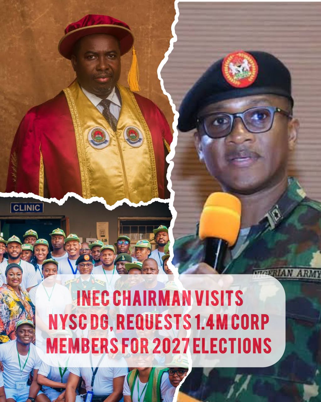 INEC Chairman Visits N.Y.S.C. D.G., Requests s1.4m Corps Members For 2027 Elections