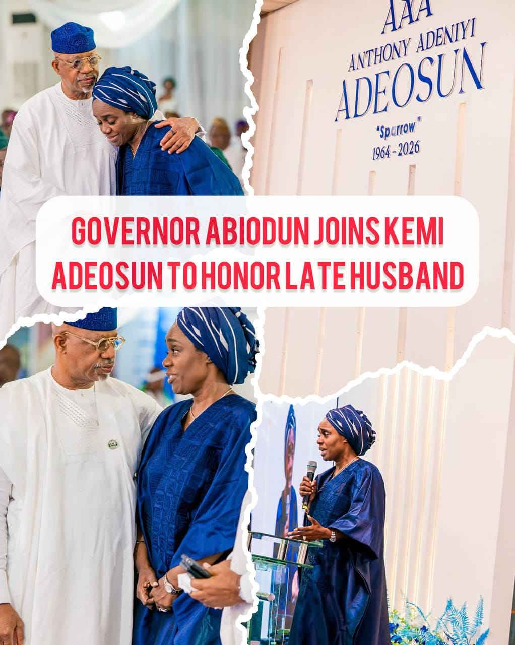 Gov Abiodun Joins Former Finance Minister, Kemi Adeosun, At Late Husband's Service of Songs