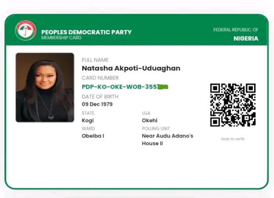 Sen. Natasha Renews PDP Membership Registration