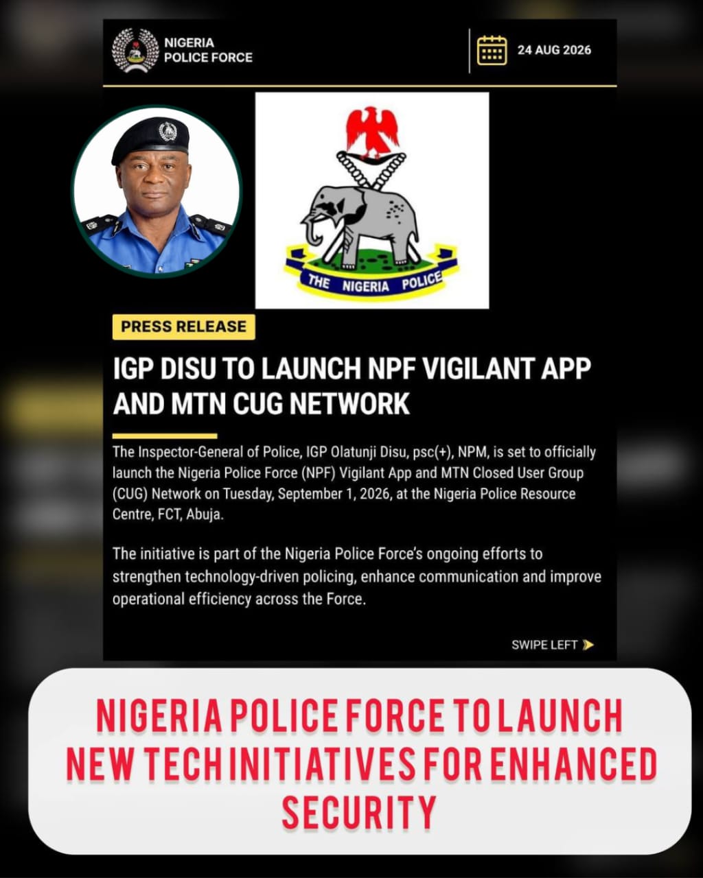 Police Adopt Technology In Crime Fighting, Launch NPF Vigilant App Sept. 1